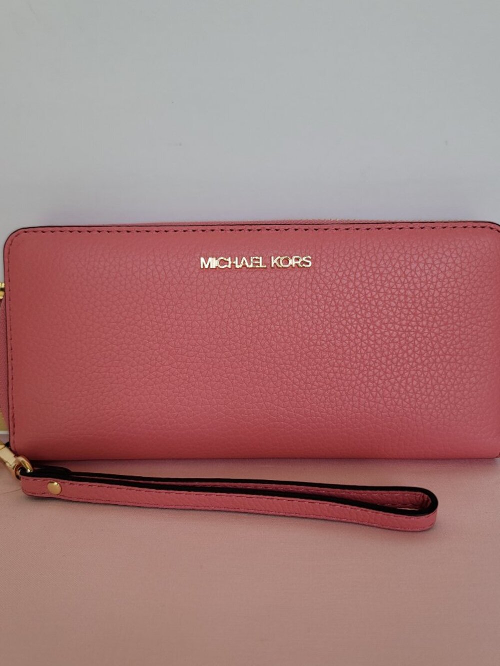MICHAEL KORS Jet Set Travel Continental Pebbled Leather Wallet-Tea Rose⭐